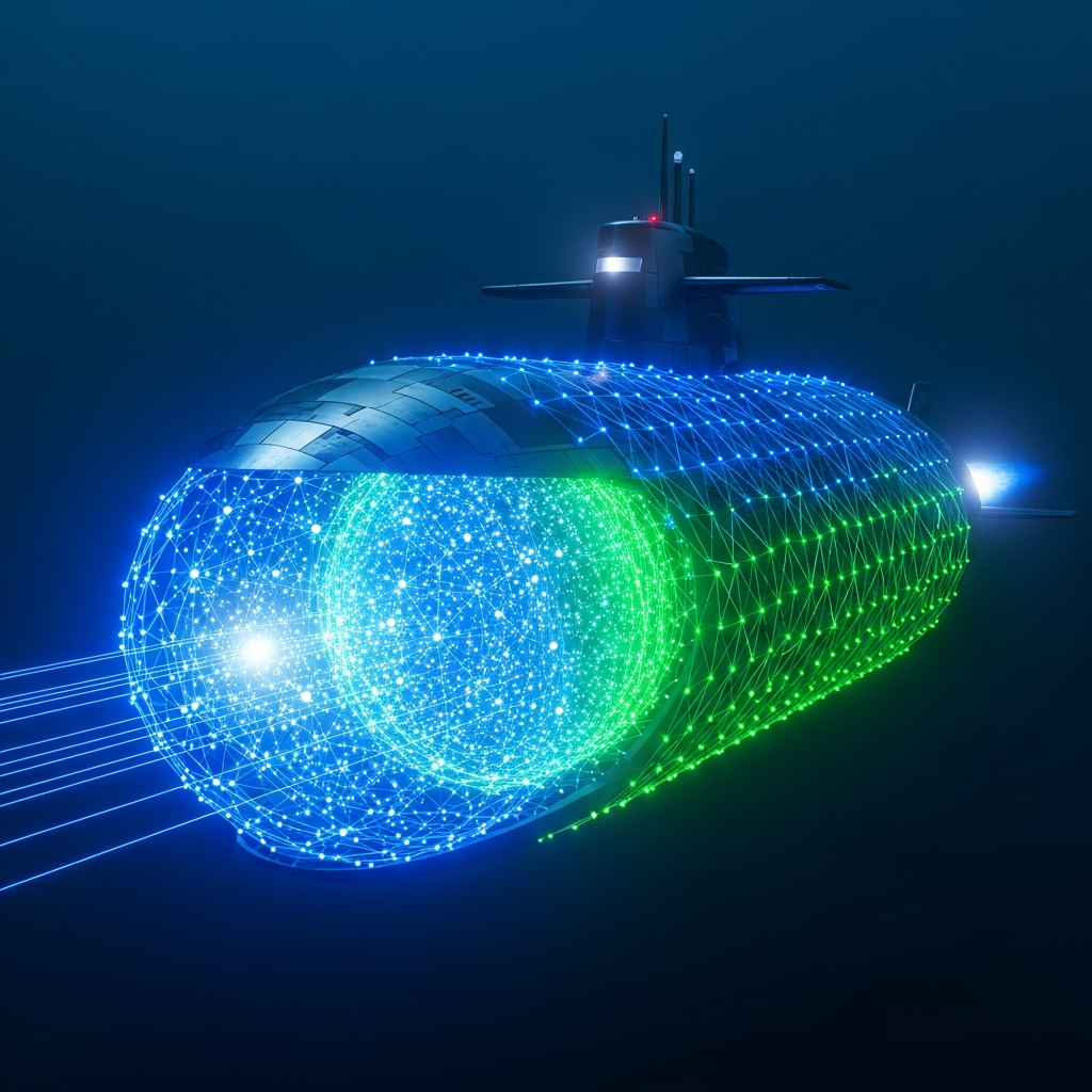 Futuristic submarine navigating with quantum sensors
